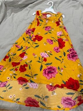 Old Navy Yellow Floral Sleeveless A-Line Dress